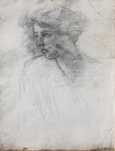 Retrato de la esposa del artista, cabeza y hombros, vista de tres cuartos, c.1905 de Albert de Belleroche